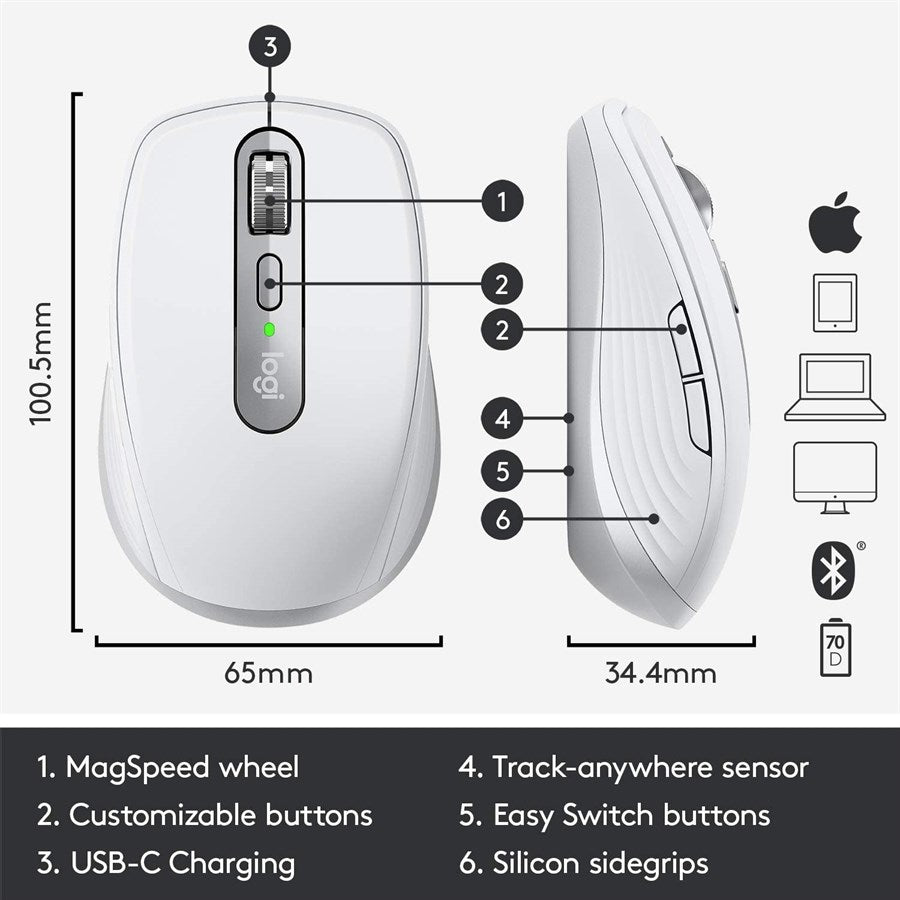 Logitech MX Anywhere 3 Mouse for Mac | Color Pale Grey | Best Computer Accessories in Bahrain | Halabh