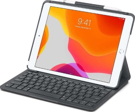 Logitech Slim Folio Case with Integrated Bluetooth Keyboard | Color Grey | iPad Accessories in Bahrain | Halabh
