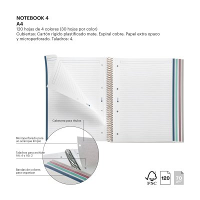 Miquelrius Notebook A4 120L Spiral Line Black or White Marble