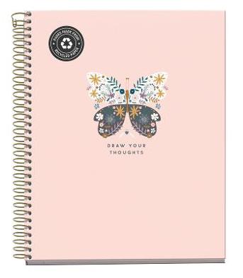 Miquelrius Pink Butterfly Spiral Notebook 120 Sheet | School Stationary | Halabh.com