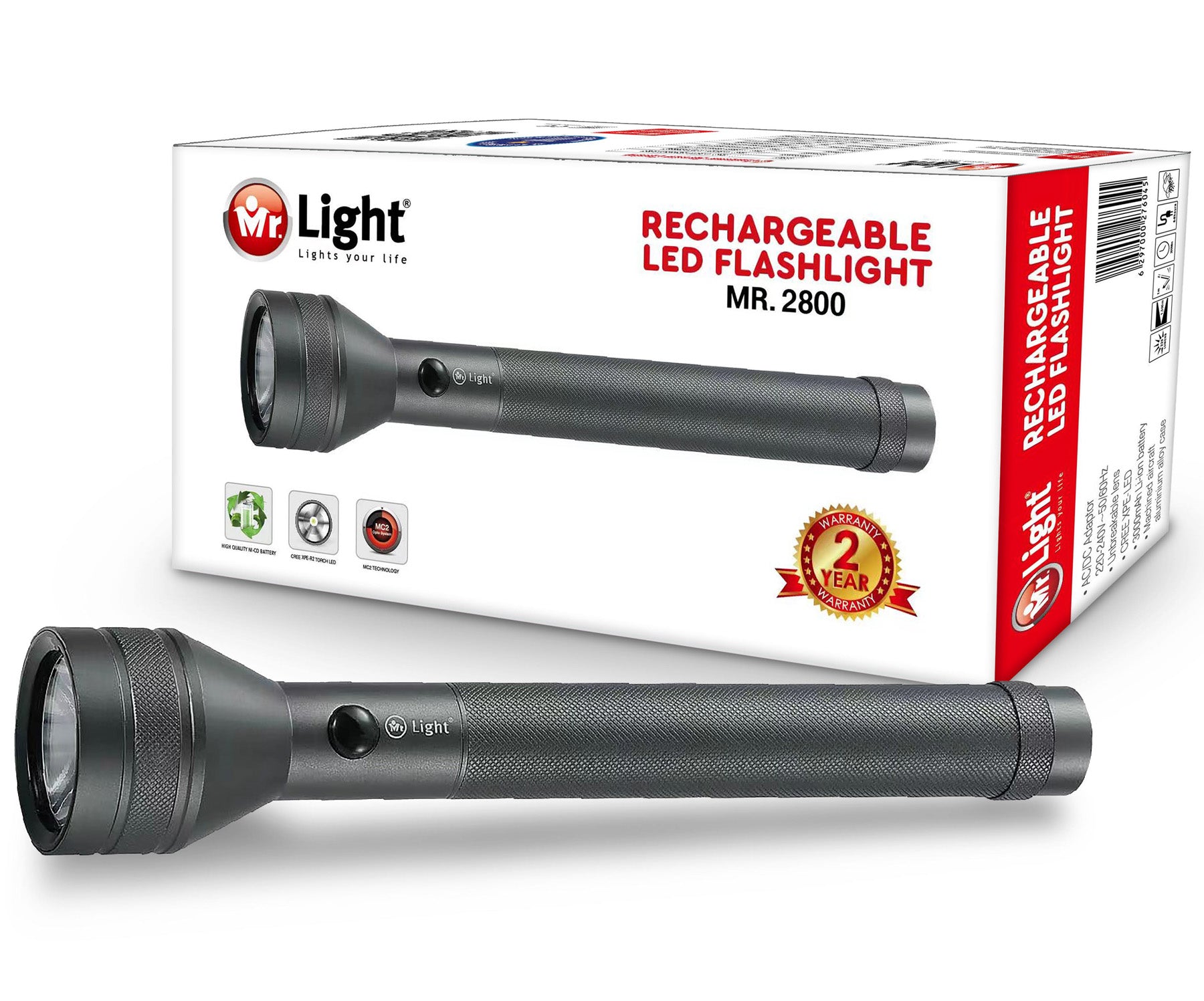 Mr Light Led Flashlight | Color Black | Emergency and Camping Lights in Bahrain | Halabh