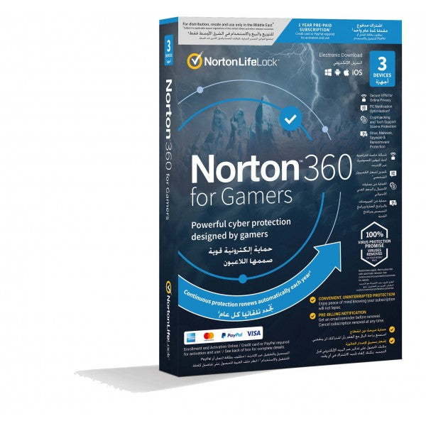 Norton 360 For Gamers 50GB AR 1 User 3 Device | Gaming Antivirus | Best Gaming Accessories in Bahrain | Halabh
