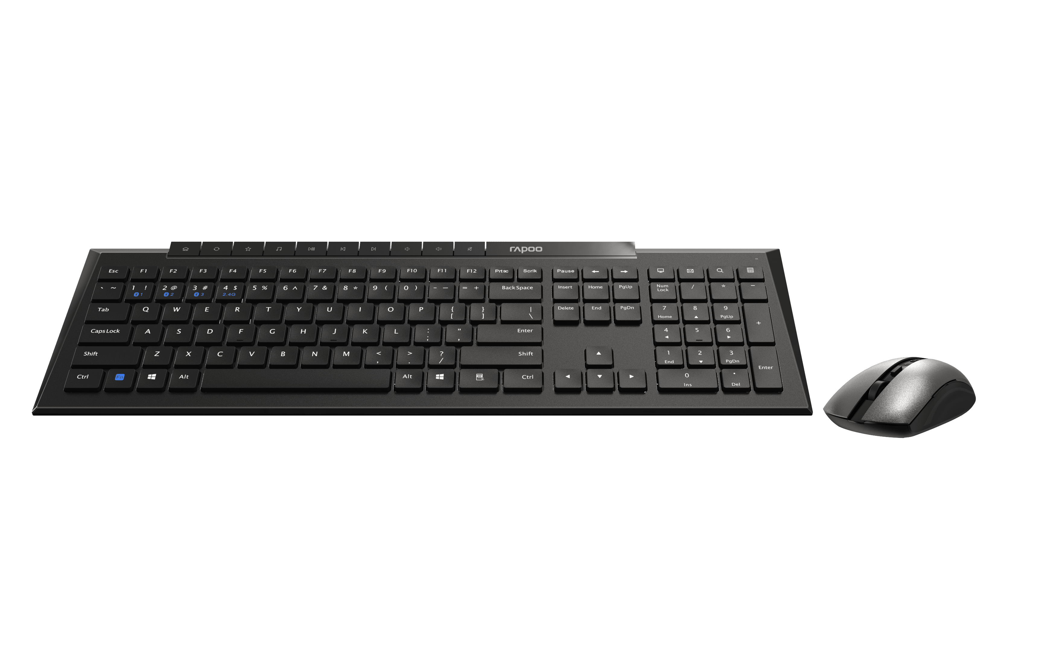 Rapoo 8210M English and Arabic Combo Multimode Wireless Keyboard and Mouse | Color Black | Best Computer Accessories in Bahrain | Halabh