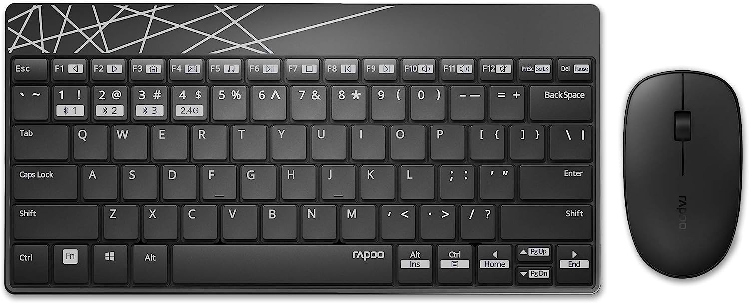 Rapoo Combo Multimode Keyboard and Mouse 8000m Mini | Color Black | Best Computer Accessories in Bahrain | Halabh