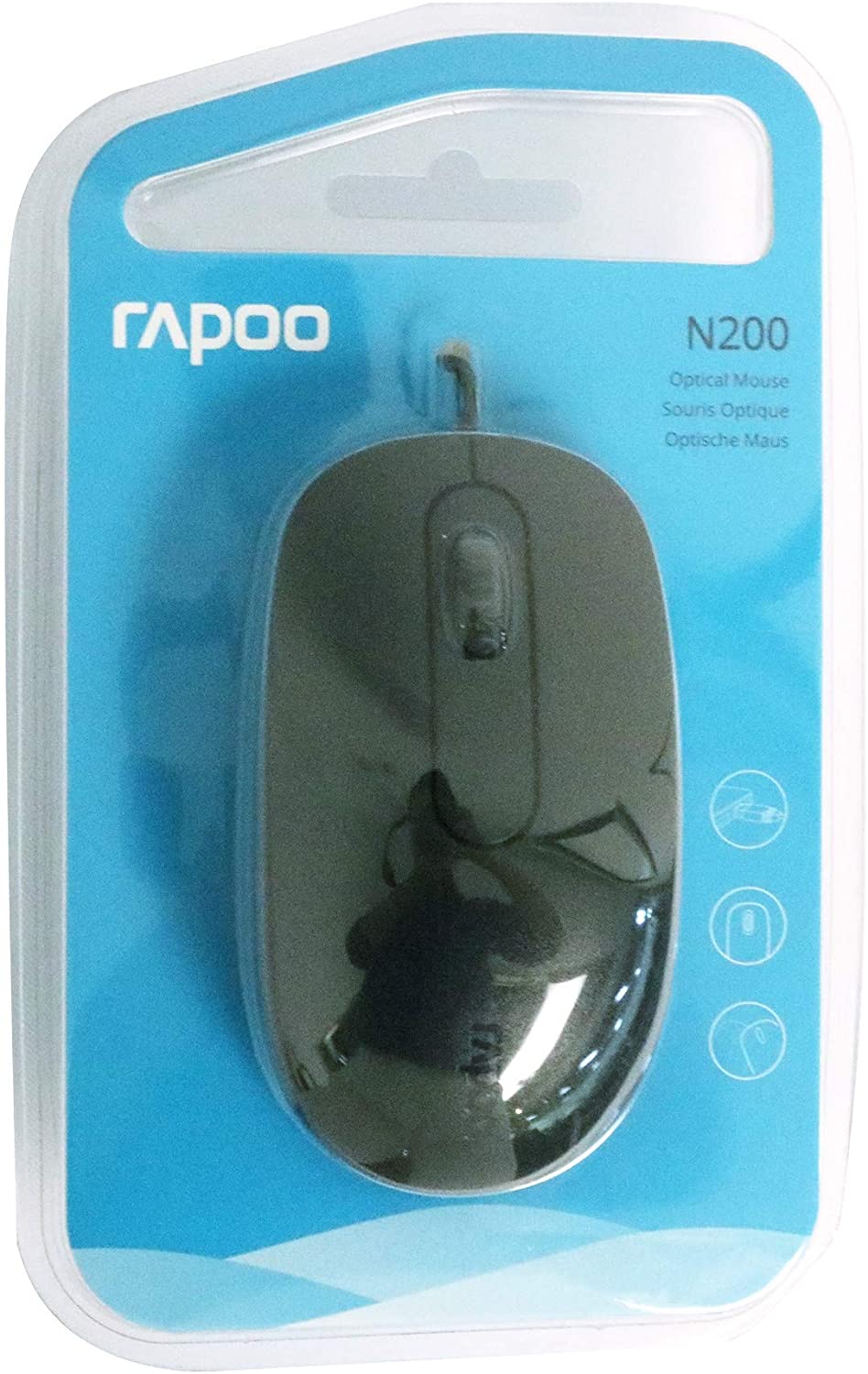 Rapoo N200 Wired Optical Mouse | Color Black | Best Computer Accessories in Bahrain | Halabh