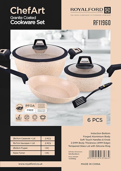 RoyalFord 6Pc Nonstick Granite Cookware Sets | Best Cookware Sets in Bahrain | Halabh.com