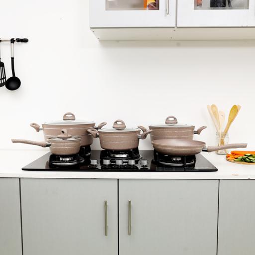 Royalford 9Pc Smart Forged Alu Cookware SetBeige1x2 | Best Cookware Sets in Bahrain | Halabh.com