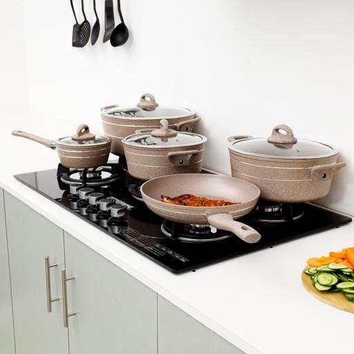 Royalford 9Pc Smart Forged Alu Cookware SetBeige1x2 | Best Cookware Sets in Bahrain | Halabh.com