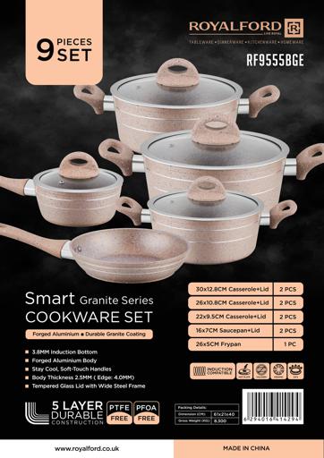 Royalford 9Pc Smart Forged Alu Cookware SetBeige1x2 | Best Cookware Sets in Bahrain | Halabh.com