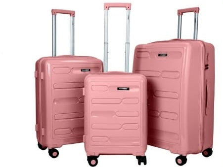 Stargold PP Trolley Case | 4 Wheel | 3 Pcs Set | Color Pink | Best Luggage and Travel Bags | Halabh