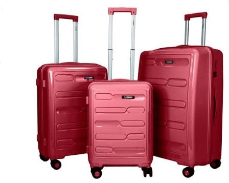 Stargold PP Trolley Case | 4 Wheel | 3 Pcs Set | Color Wine Red | Best Luggage and Travel Bags | Halabh