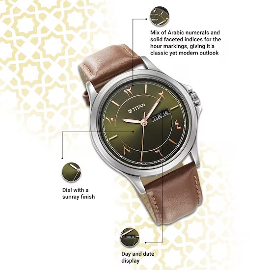 Titan Green Leather Strap for Men's Watch | Watches & Accessories | Best Watches in Bahrain | Halabh.com
