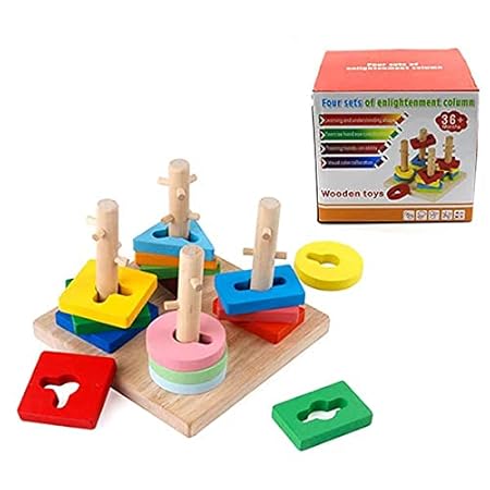 Toyartsy Wooden Four Sets Column Geometric Shape | Best Toyartsy Wooden in Bahrain | Halabh.com