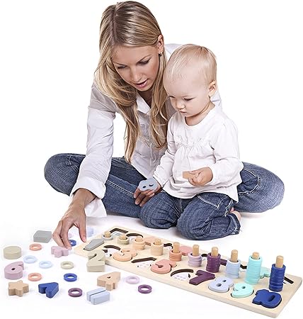 Voamuw Wooden Number Shape Puzzles Sorting Montessori Toys | Best Baby Toys in Bahrain | Halabh.com