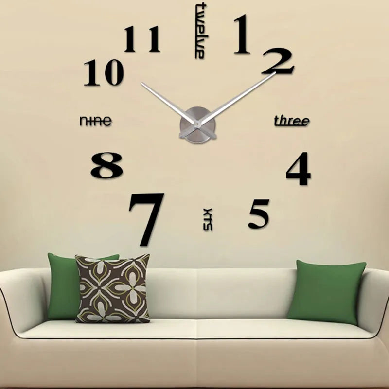 Wall Clock Number DIY Mirror Surface Large Sticker