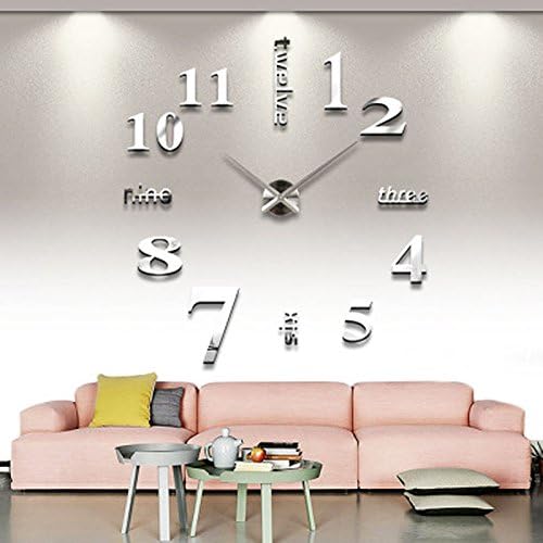 Wall Clocks Modern DIY Large 3D Mirror Surface Sticker
