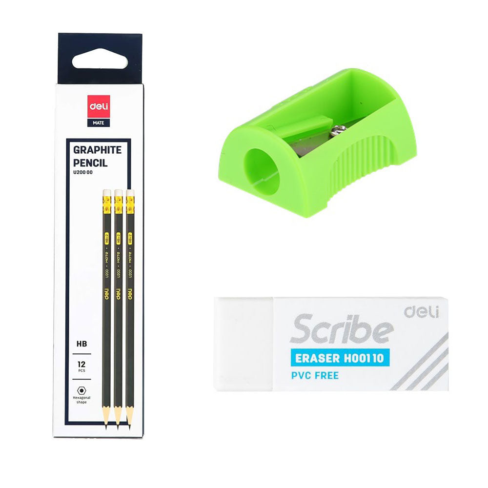 Write Erase Sharpen Essentials Pencil Pack | School Stationary | Halabh.com