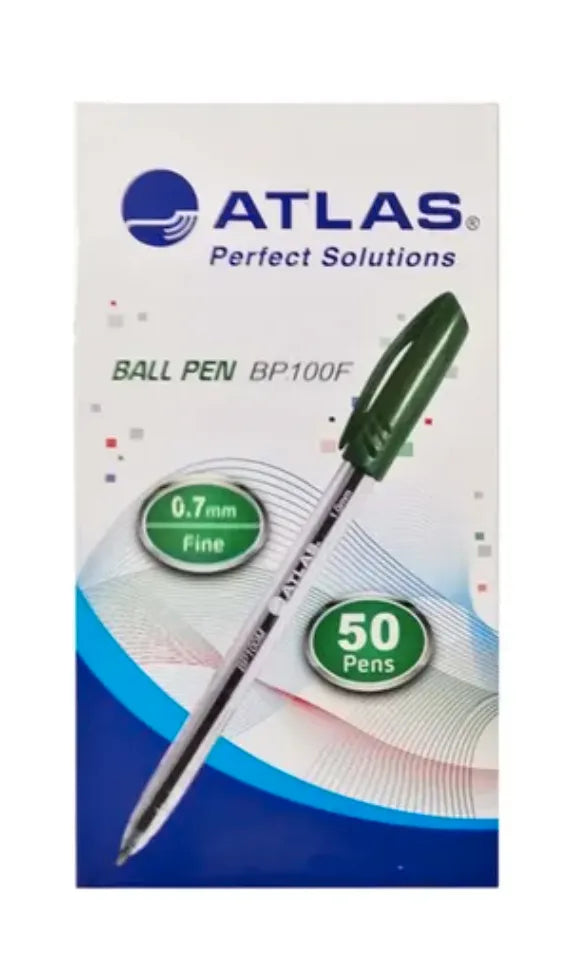Atlas Fine Ball Pen Green 0.7mm - Pack of 50