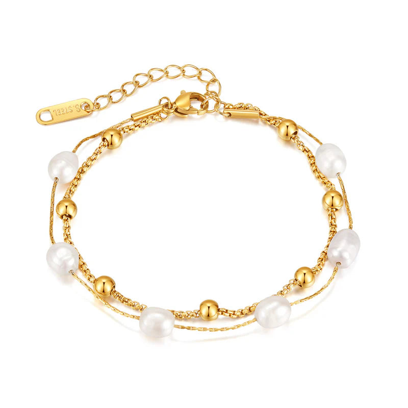 Lee Cooper Women's Bracelet - Gold/White, LC.B.01917.130
