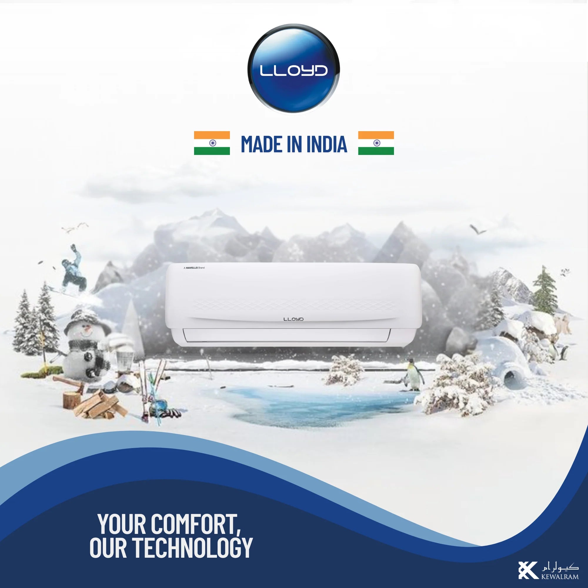 Lloyd 1.5 Tons Split Air Conditioner (AC), 6 Star Rating 18,000 BTU, GOS18B11WACK