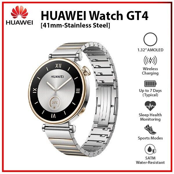 HUAWEI WATCH GT 4 41 mm - Silver | Smartwatch | Wearable | Silver | Fashion | Technology | Fitness | Health | Connectivity | Customizable | Stylish | Elegance | Lifestyle | Accessories | Gadgets | Halabh.com