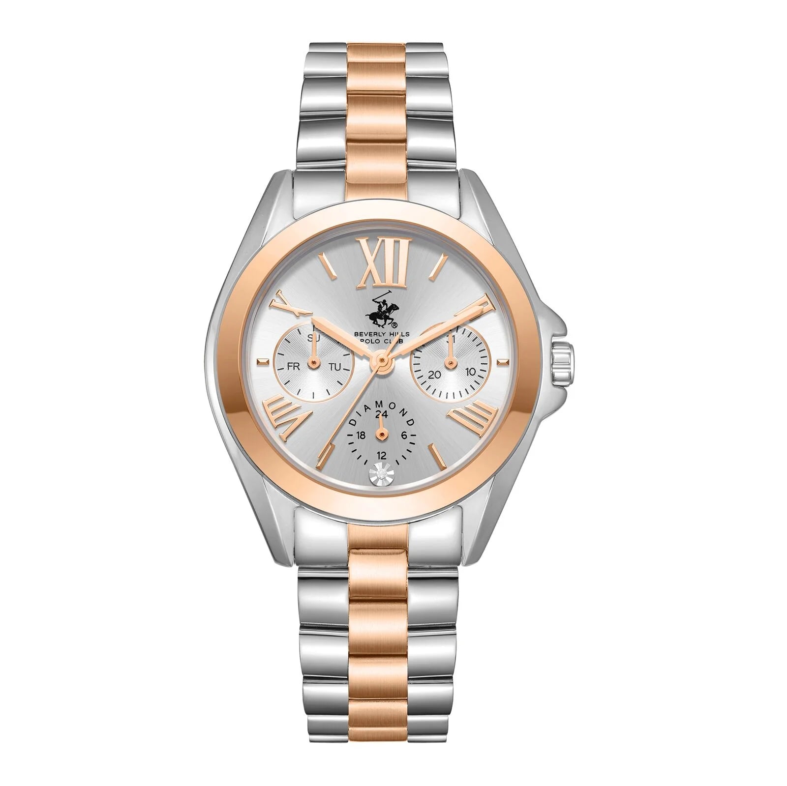 Beverly Hills Polo Club Women's Analog Watch Silver/Rose Gold Band - BP3653C.530