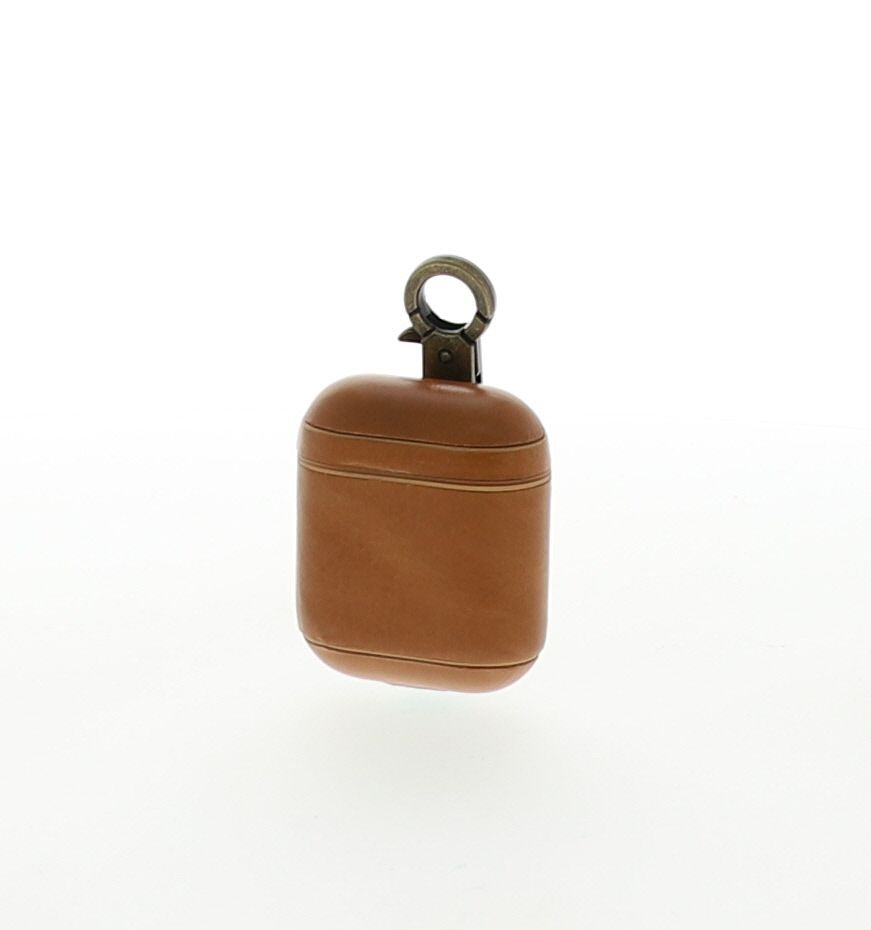 More.Plus Vintage Series Real Leather Airpods Case With The Metal Hook Khaki