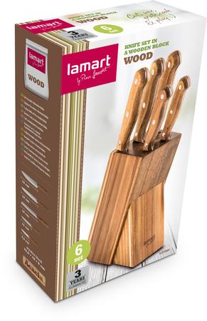 Lamart Knife Set In A Wooden Block 5pcs LT2080