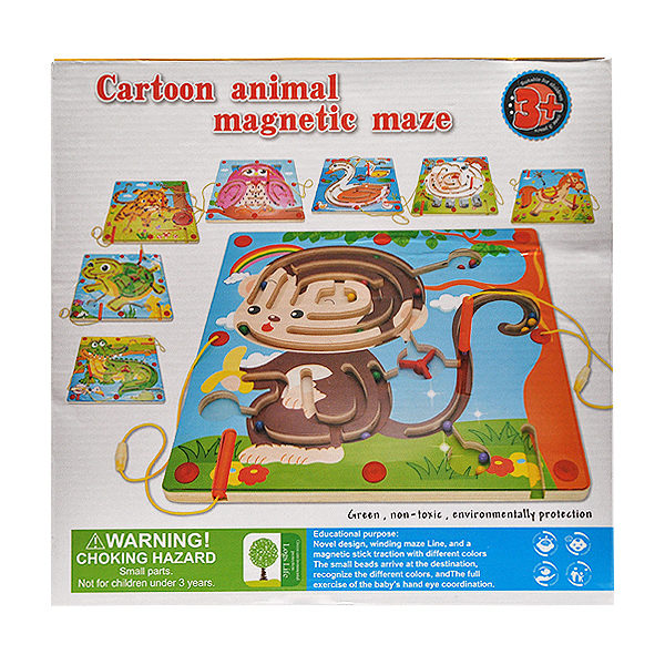 Cartoon animal -Wooden magnetic maze