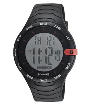 Sonata Digital Black Dial Men's Watch 77041PP04 | Resin | Water-Resistant | Minimal | Quartz Movement | Lifestyle| Business | Scratch-resistant | Fashionable | Halabh.com