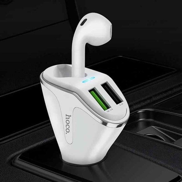 Hoco E47 Wireless Headset Car Charger White