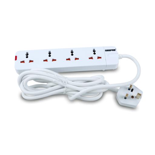 Geepas 4 Way Extension Socket 13A  Extension Lead Strip With Led Indicators | Outlet | USB | Extension Cord | Electronics | Home Improvement | Technology | Convenience | Protection | Versatility | Halabh.com