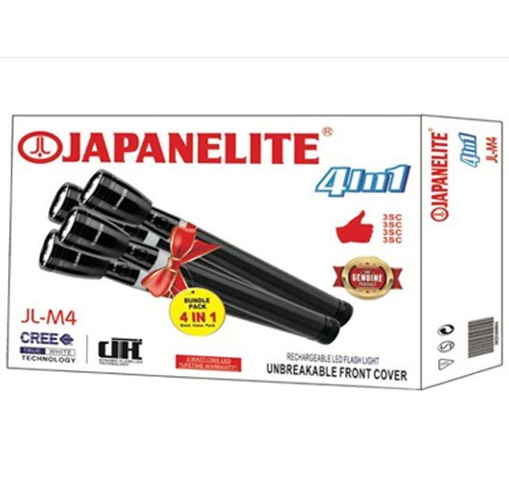 Japanelite 4 in 1 Rechargeable LED Flashlight JL-M4