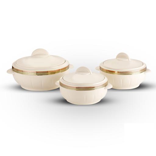 Royalford RF1643 Royalford 3Pc Hot Pot Insulated Food Warmer Thermal Casserole Dish Double Wall Insulated Serving