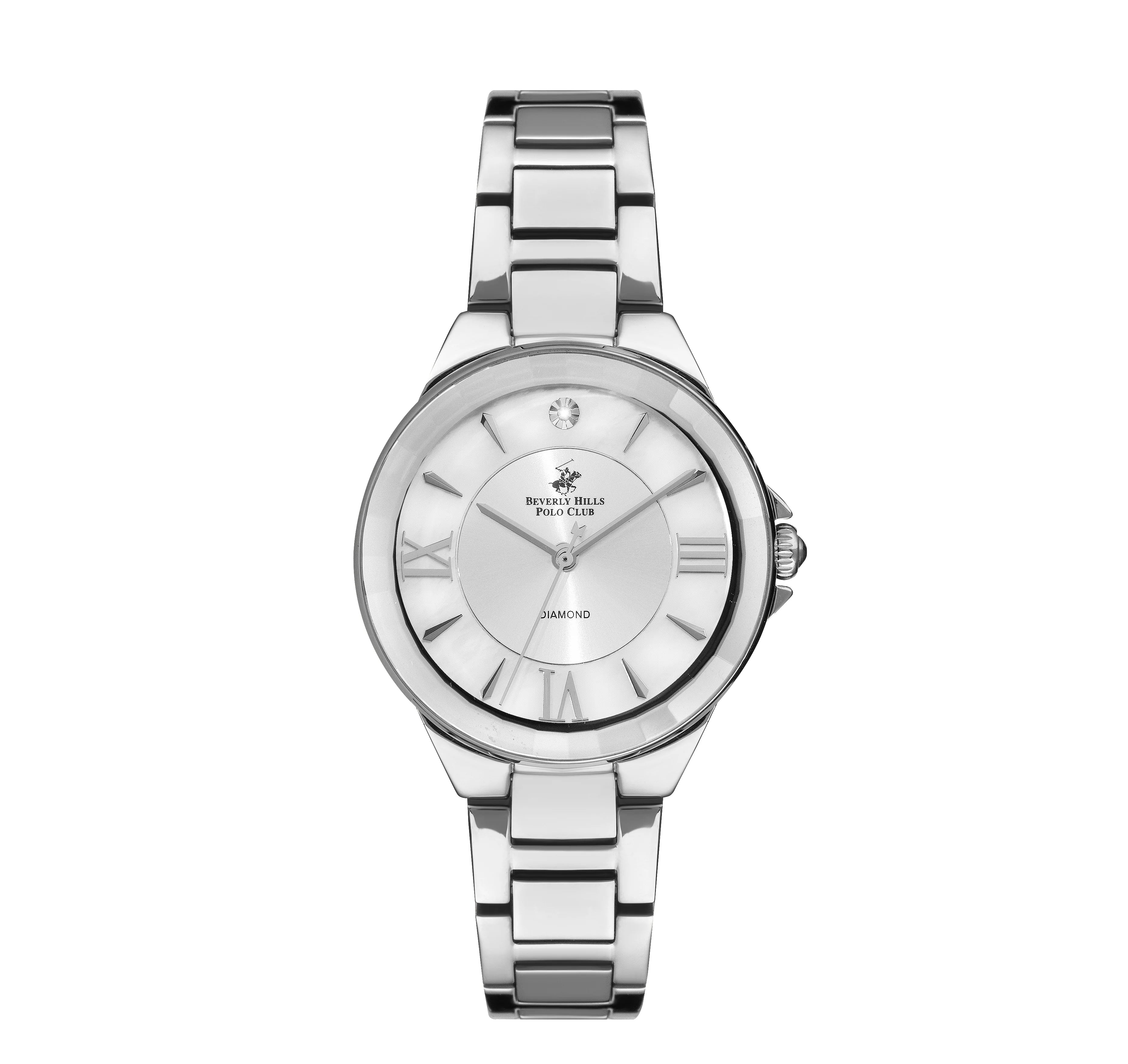 Beverly Hills Polo Club Talia Dimond Silver St.Steel Silver Dial For Women