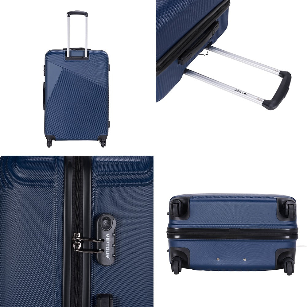 VipTour Abs Trolley Luggage 3PCS Set Dark Blue