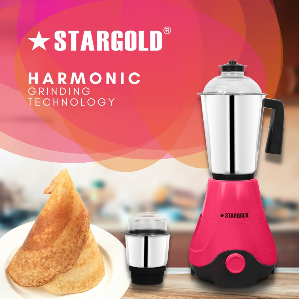 Star Gold 600W Powerful Blender With Stainless Steel Jar Multi-Purpose Mixer System Max Pink