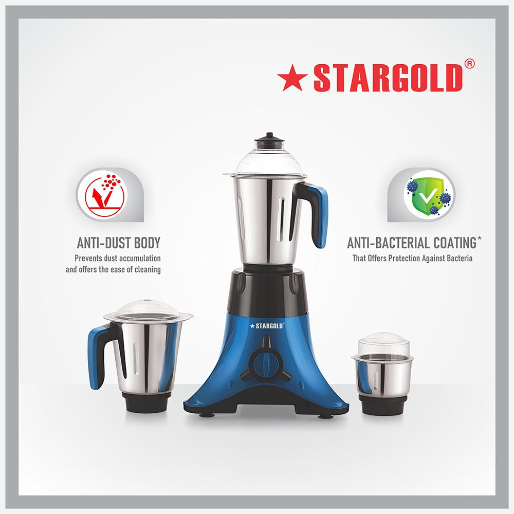 Mixer Grinder 3 In 1 With 3 Stainless Steel Liquidizing Blue