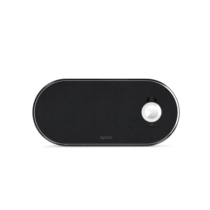 Epico Wireless Charging Base 3 In 1 Black PU Leather Space Grey