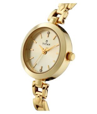 Titan Analog Women Watch 2598YM01 | Stainless Steel | Mesh Strap | Water-Resistant | Minimal | Quartz Movement | Lifestyle | Business | Scratch-resistant | Fashionable | Halabh.com