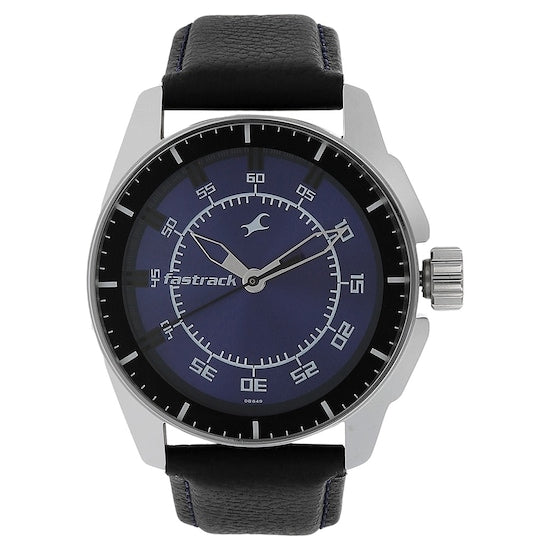Fastrack Men's Blue Dial Leather Band Watch