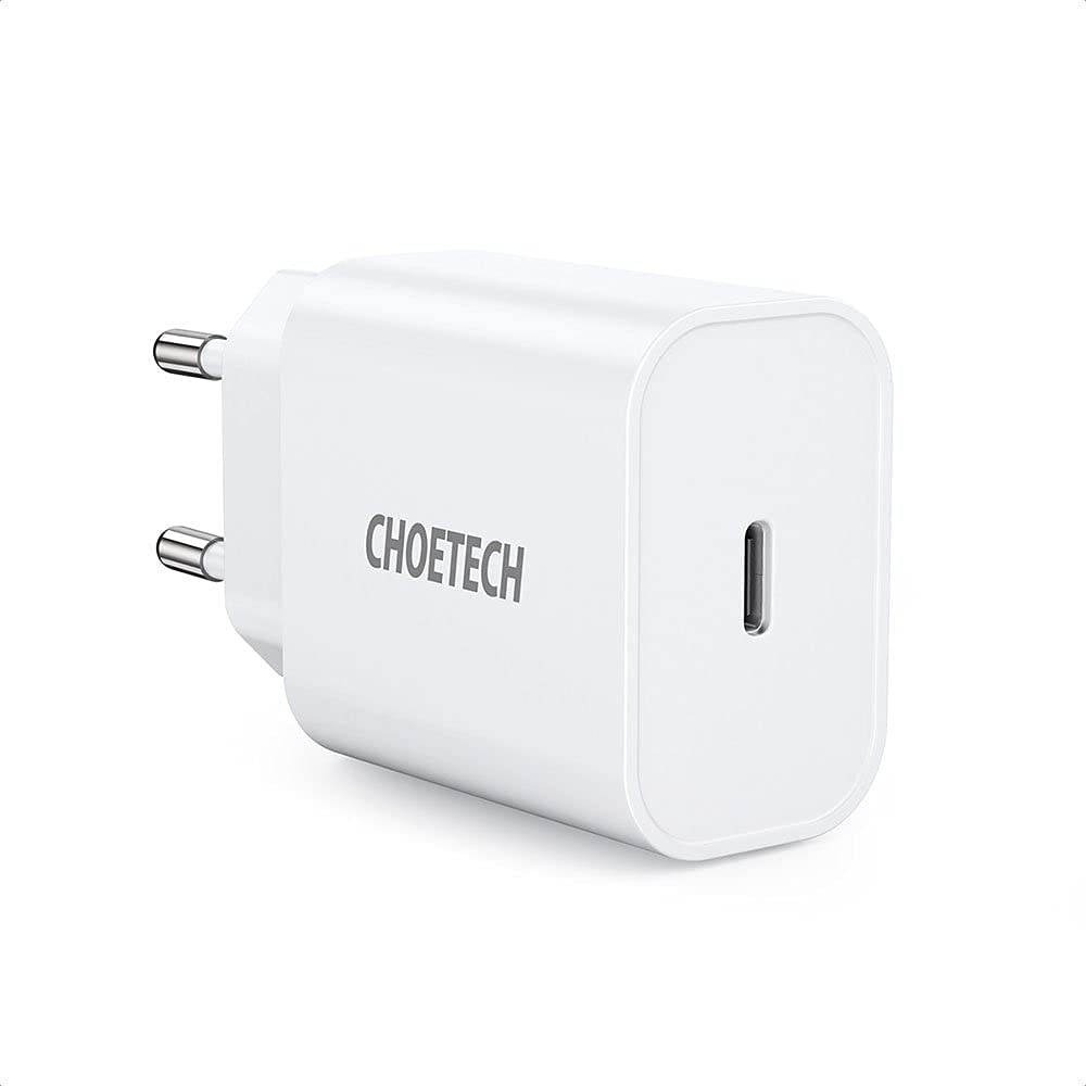Choetech USB C Charger 20W Power Delivery Wall Adapter & Lightning Cable White