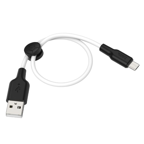 Hoco Plus Silicone Charging Cable For Micro Black And White