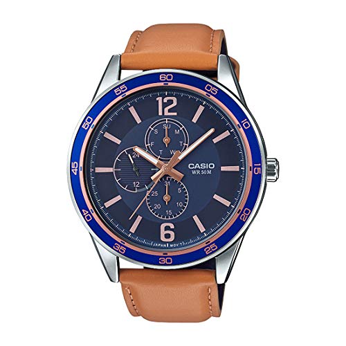 Casio Enticer Men's Watch MTP-E319L-2BVDF | Leather Band | Water-Resistant | Quartz Movement | Classic Style | Fashionable | Durable | Affordable | Halabh.com