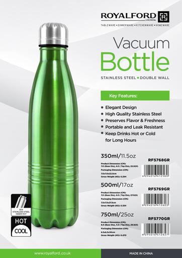 Royalford 750ml Vacuum Bottle Green