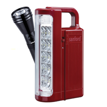 Sanford Emergency Lantern With Rechargeable Searchlight Red & Black