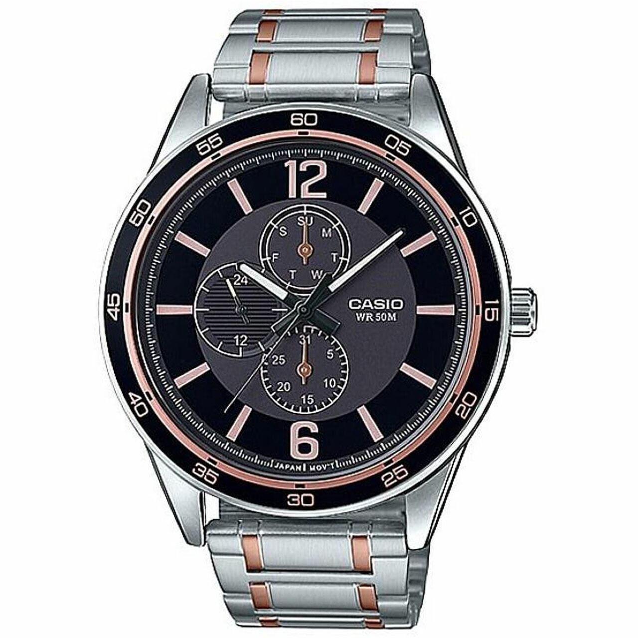 Casio Analog Men's Watch MTP-E319RG-1BVD | Stainless Steel | Mesh Strap | Water-Resistant | Minimal | Quartz Movement | Lifestyle | Business | Scratch-resistant | Fashionable | Halabh.com