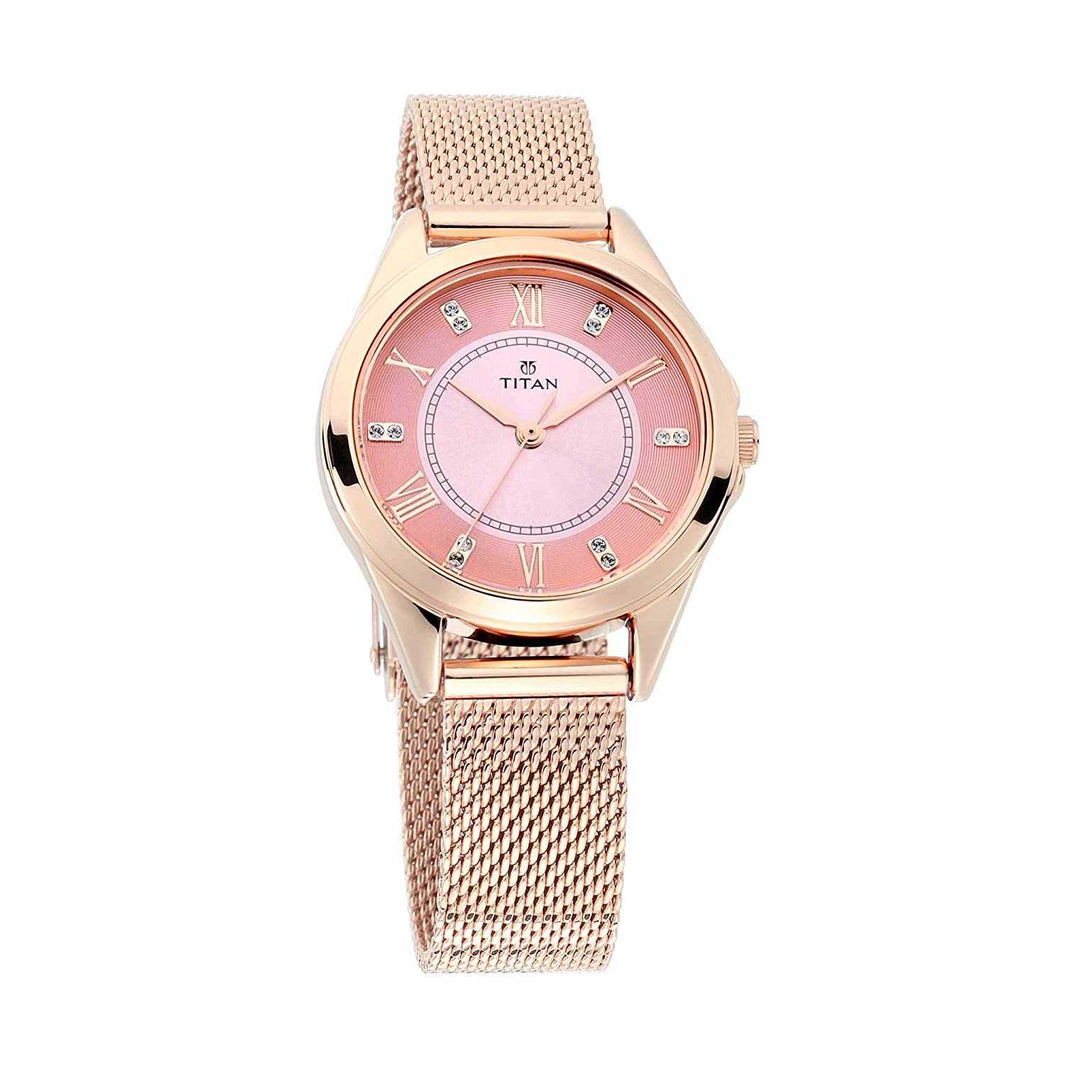 Titan Sparkle Women's Watch 2565WM02 | Stainless Steel | Mesh Strap | Water-Resistant | Minimal | Quartz Movement | Lifestyle | Business | Scratch-resistant | Fashionable | Halabh.com