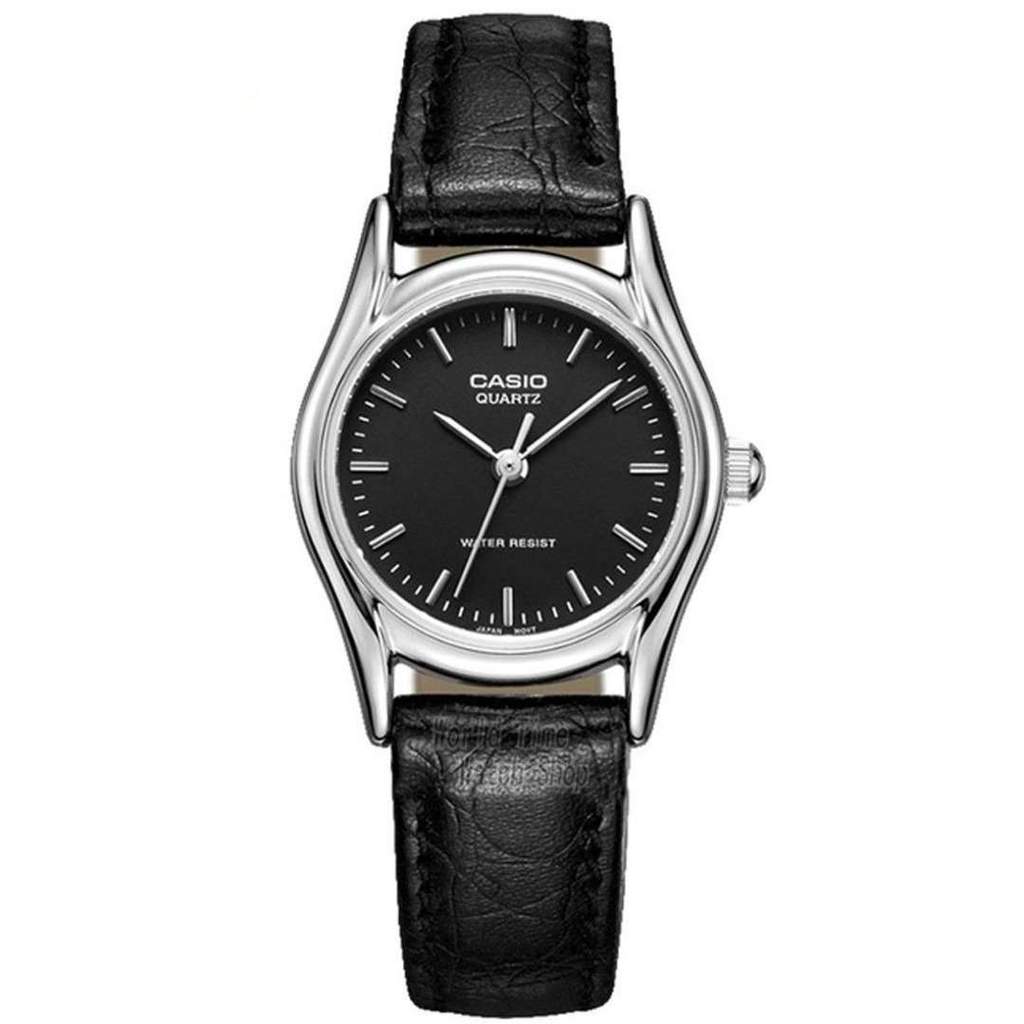 Casio Women Black Watch LTP-1094E-1ARDF | Leather Band | Water-Resistant | Quartz Movement | Classic Style | Fashionable | Durable | Affordable | Halabh.com