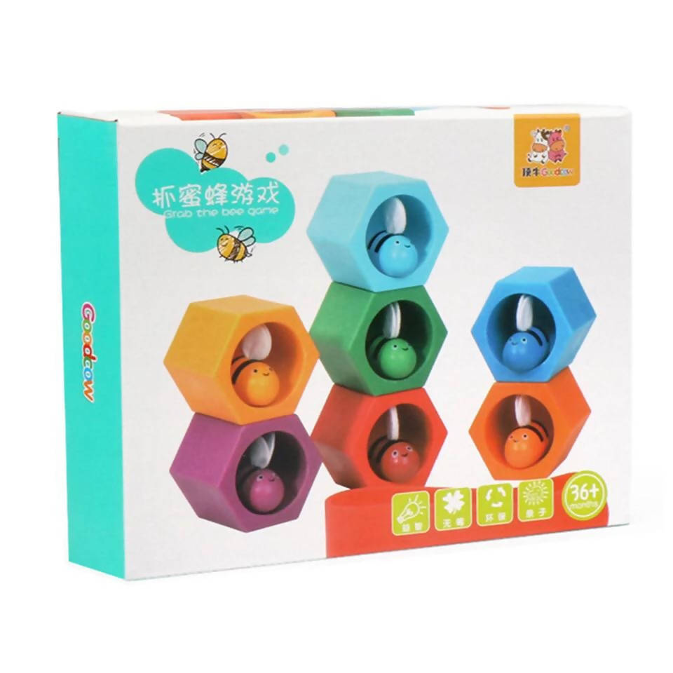 Wooden Beehive Board Clipping Bee Color Cognition Game
